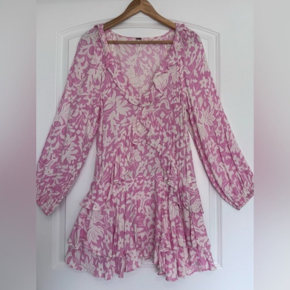 Free People Floral Pink and White Dress